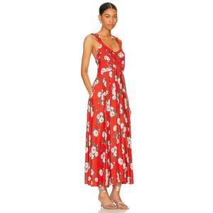New Free People  Lovers Heart Midi in Red Combo In Extra Small